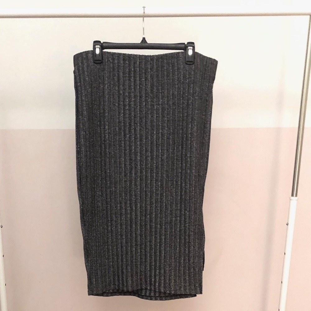 Sparkly ribbed midi pencil skirt